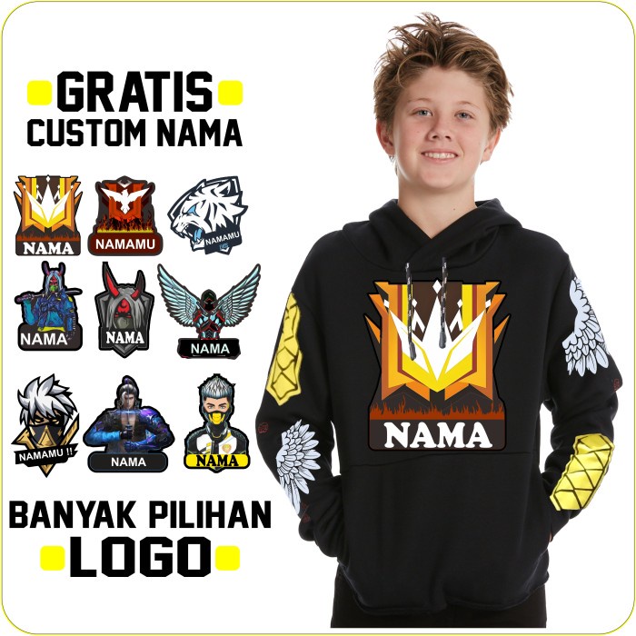 JAKET FREE FIRE GRANDMASTER ANAK HOODIE GAMING FF HEROIC ANGEL