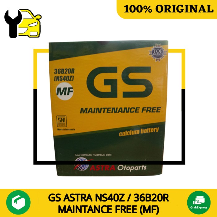 Aki Mobil Gs Astra Mf Ns40Z 36B20R Accu Aki Kering 35Ah 12V