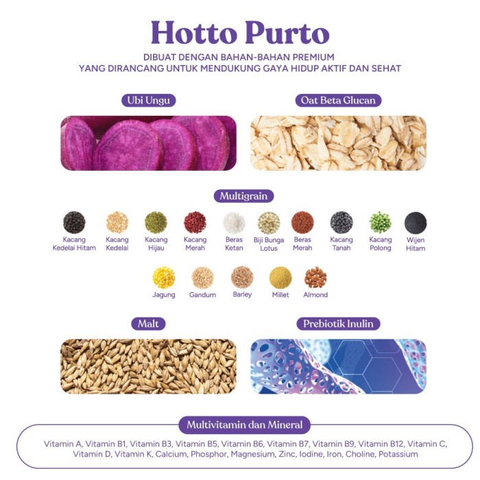 

Produk Viral Bundling!!! Hotto Purto Multigrain With Purple Potato 1 Pouch (16 Sachet) & Hotto Mame
