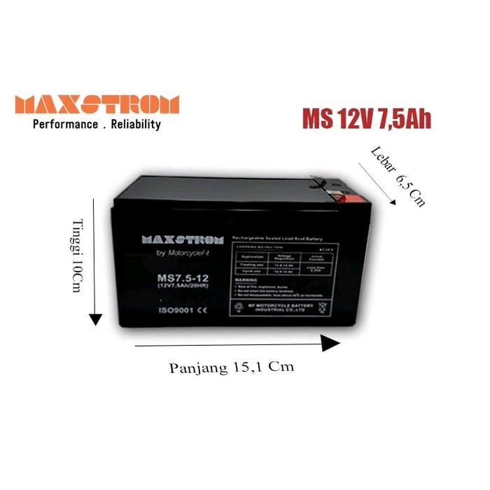 aki kering ups 12v 7.5ah aki kering VRLA MAXSTROM 12V 7.5AH
