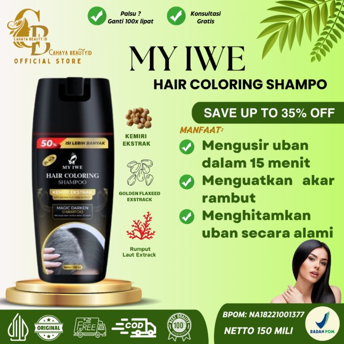 My Iwe Shampo Hair Coloring 150 Ml My Iwe Shampo Beli 2 Lebih Murah + Cultusia Shampo Penghitam Uban