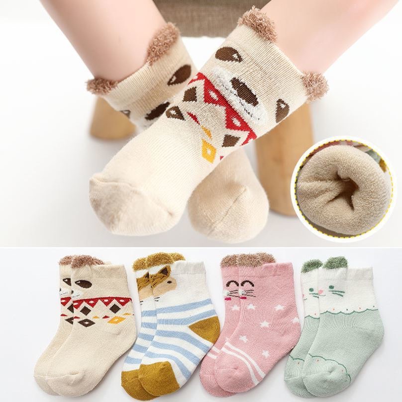 Discount Toko1234. Set (4 Pasang) Kaos Kaki Bayi Karakter. Kaos Kaki Anak Laki-Laki / Perempuan