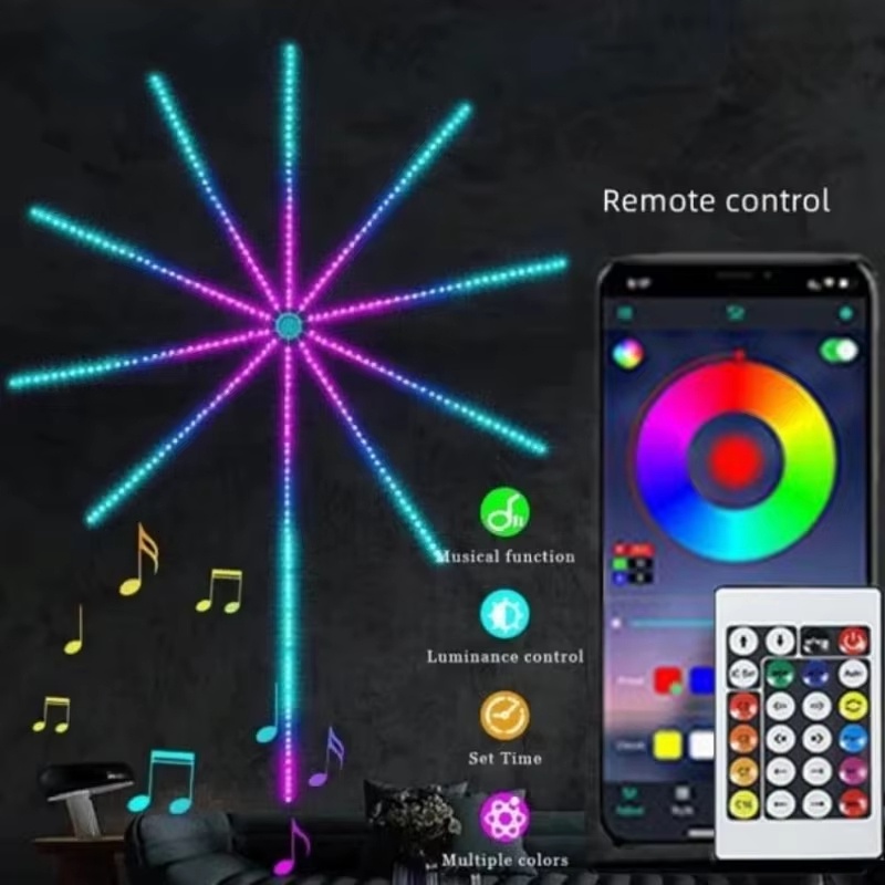 Firework Strip Lights LED Bluetooth App Control Neon Strip Wedding Christmas Rgb Neon String Light B