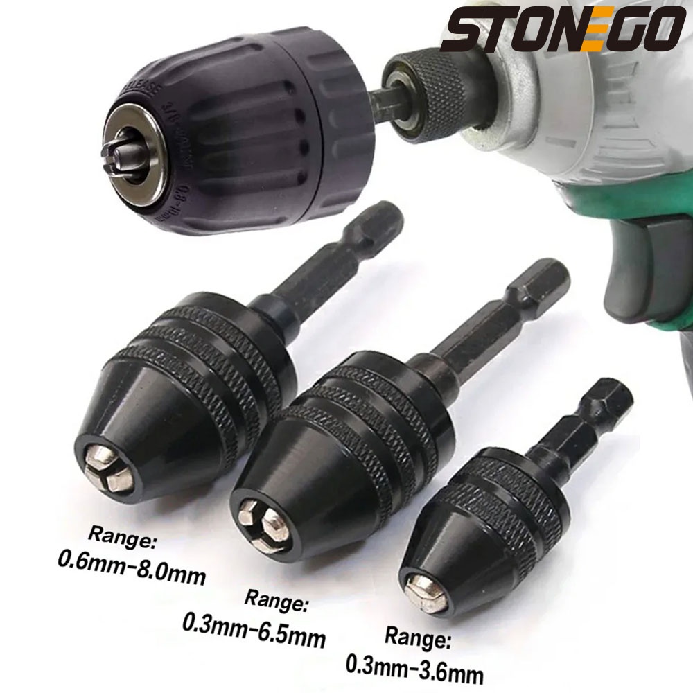 STONEGO Precise Keyless Drill Chuck Converter 3/8"- 24UNF Thread Quick Change Adapter SDS-Plus Shank