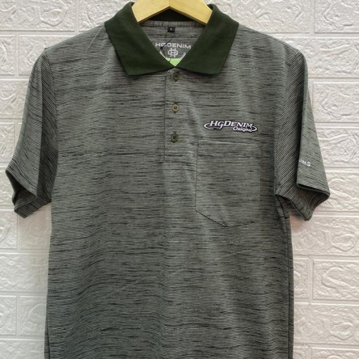 BAJU KAOS PRIA DEWASA KERAH SAKU KANTONG SALUR GARIS KATUN