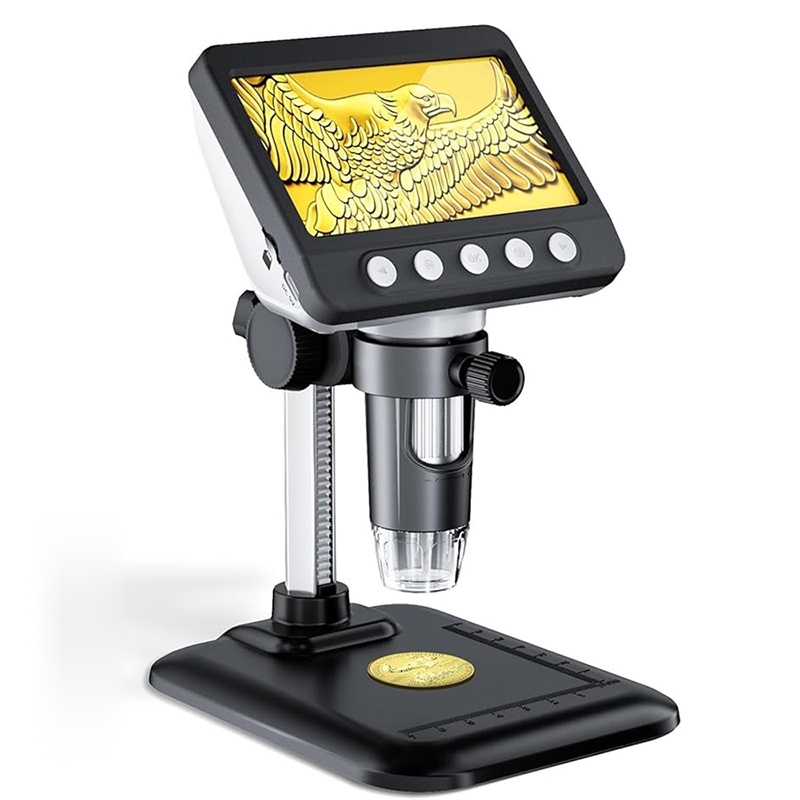 Digital Microscope 4.3" LCD USB Coin Microscope 1080P Error Coin Magnifier with 8LED Lights for Adul