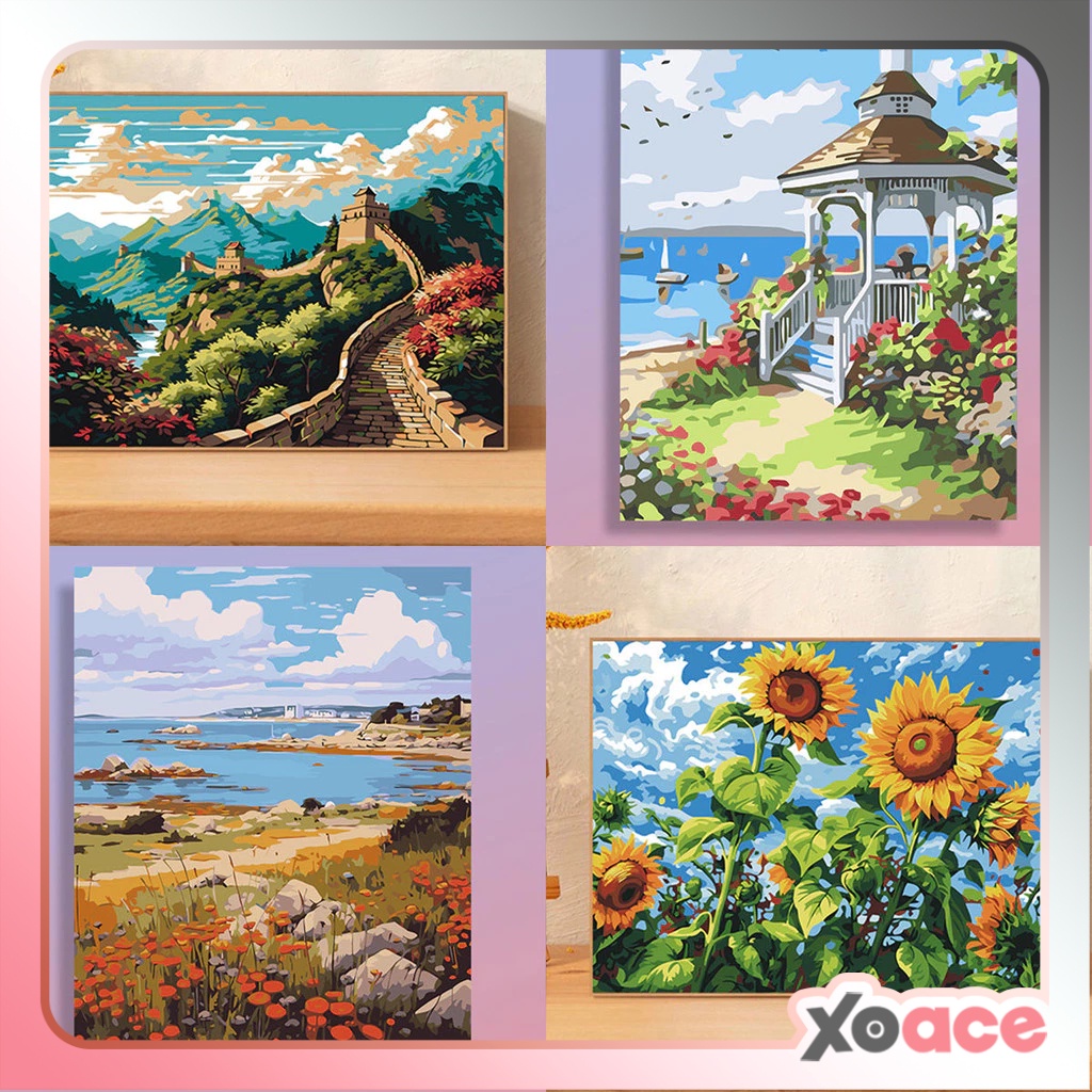 

Promo !!! 30X40 Framed Diy Paint By Number Kit Digital Painting By Numbers Melukis Scenery 4