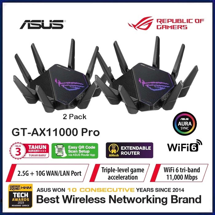 ASUS ROG Rapture GT-AX11000 2 Pack Gang WIFI 6 Router AX11000 2Pack