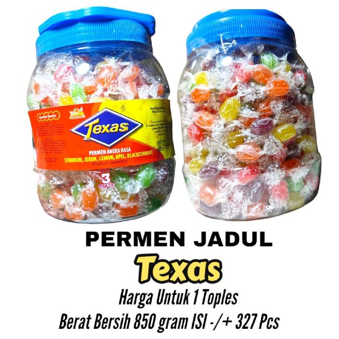 

Permen Jadul Texas Aneka Rasa 1 Toples Isi +-327Pcs Candy
