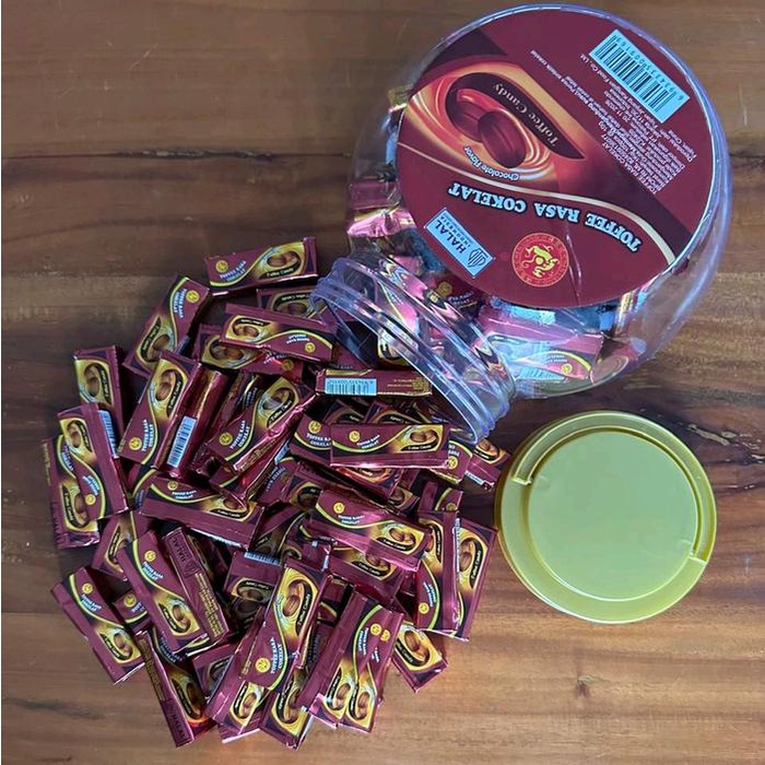 

Toffee Candy Permen Lunak rasa cokelat 1 toples isi 100 pcs