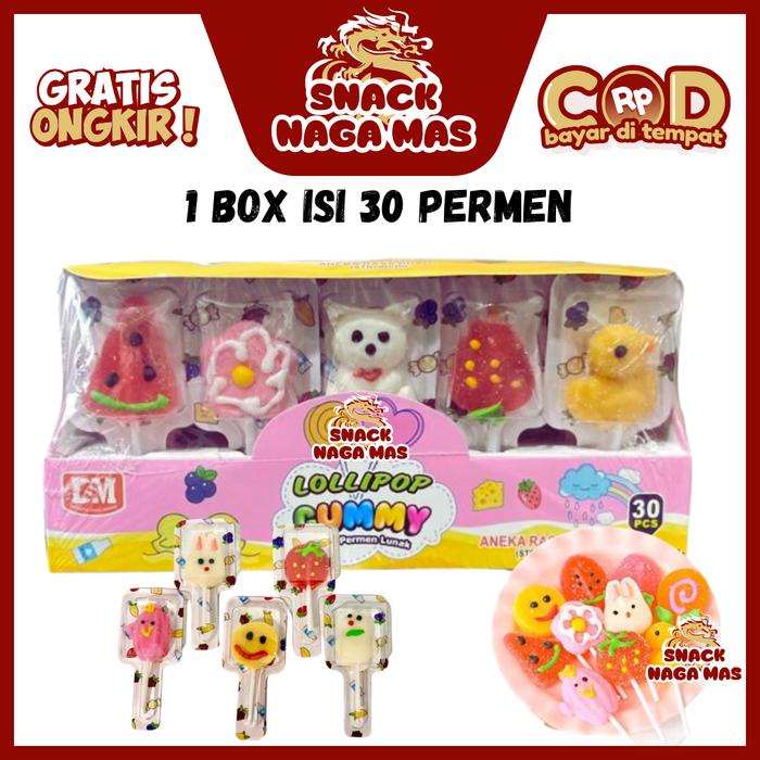 

GUMMY LOLLIPOP ANEKA RASA BUAH LOLIPOP BENTUK BONEKA LUCU [1 BOX ISI 30 PCS] CANDY Jelly