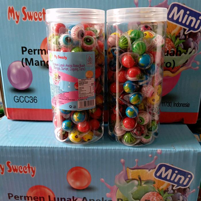 

Permen Lunak Mini MY SWEETY toples tabung biru isi 120 pcs Candy Snack