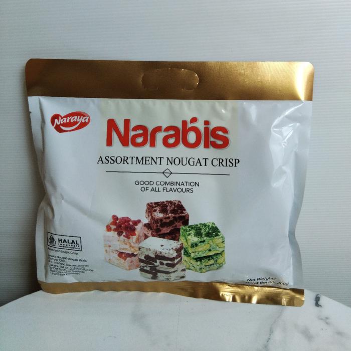 

NARABIS NOUGAT COOKIES AND CREAM, CHOCOLATE, STRAWBERRY 200GRAM Manis Biskuit sensasi coklat