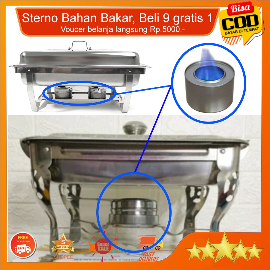 HJE Sterno Pemanas makanan Prasmanan Catering Indoor outdoor / kompor spirtus penghangat makanan