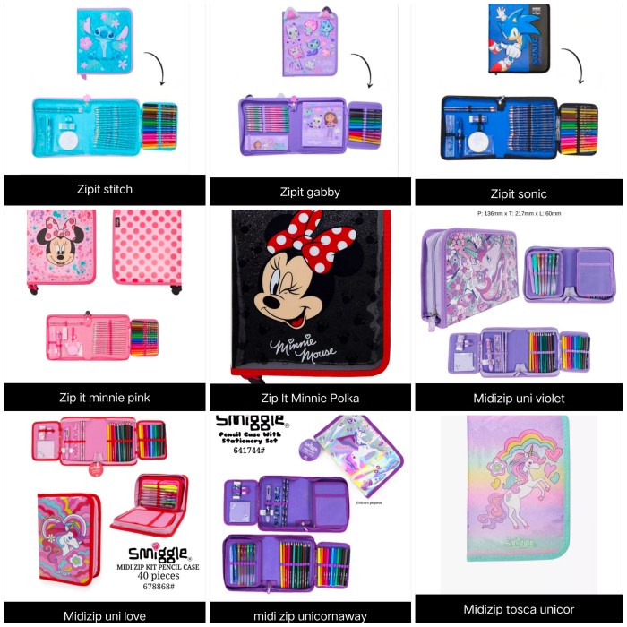 

Smiggle stationery Minnie, Gabby, Unicorn/ Paket alat tulis/ Kado Kode 726