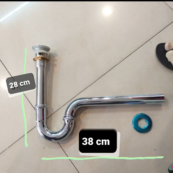 Sifon Leher Angsa Pencet Wastafel Stainless Panjang