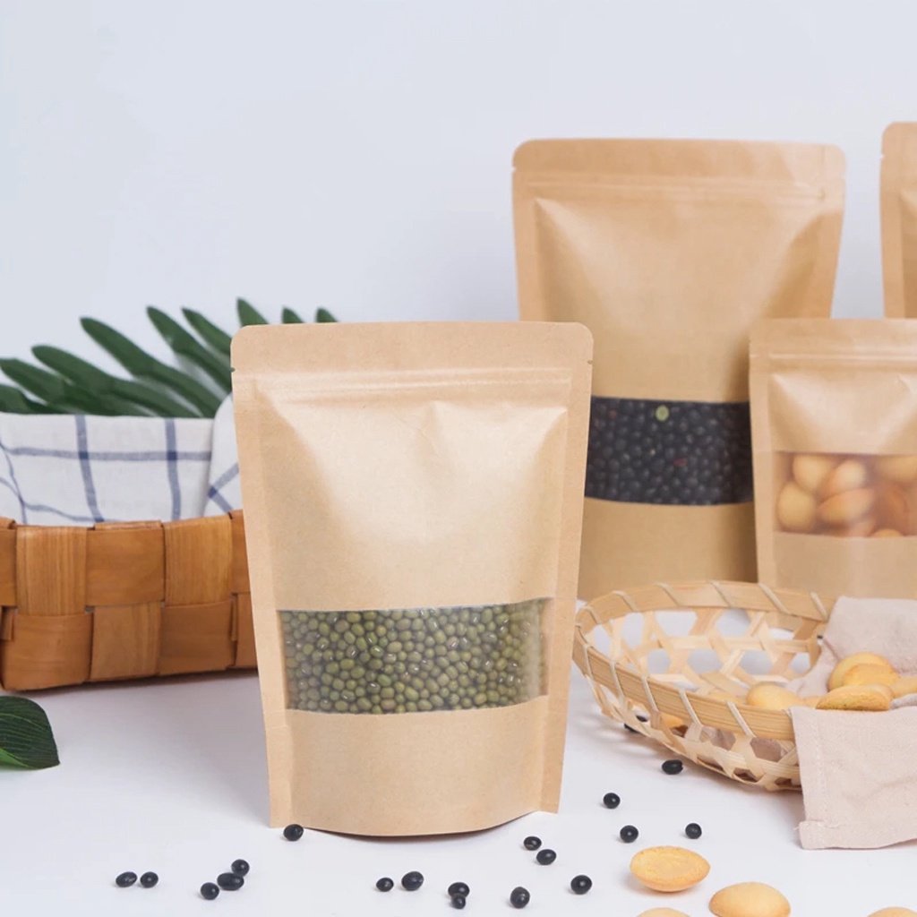

TR Standing Pouch Kraft Paper Ekonomis Window Kemasan Snack Kacang R999