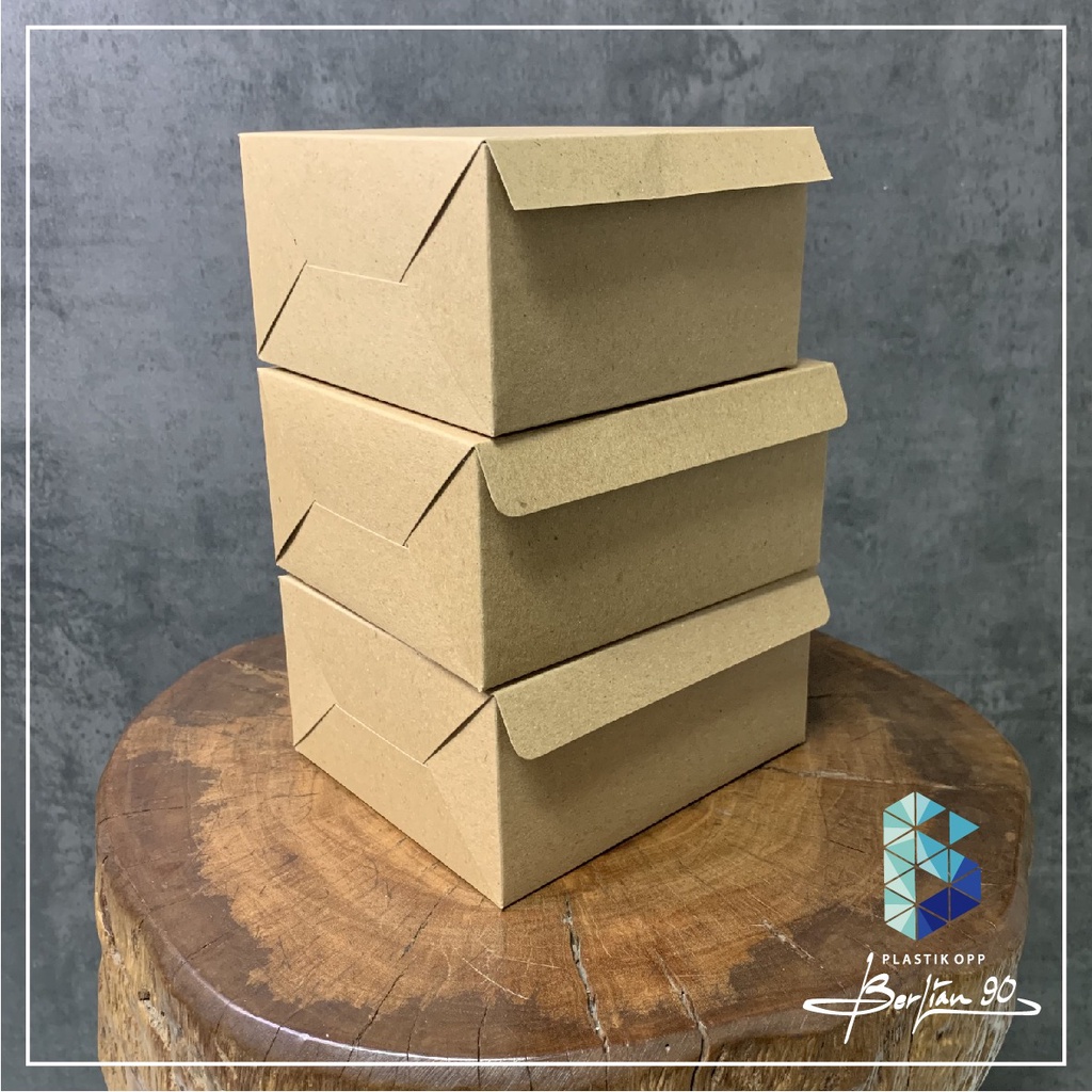 

( 50 Lembar ) Dus Kue - Box Snack 12x12 ,12x14 ,12X16 cm Kraft Polos Coklat Premium - Box Kue - Dus
