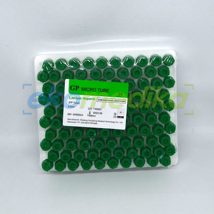 JTTOP" MICROTUBE TABUNG LITHIUM HEPARIN 0,5 ML GP BLOOD COLLECTION TUBE 0.5ML
