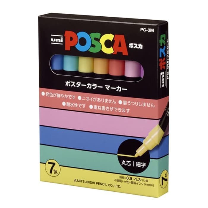 

Uni Posca Poster Paint Marker PC-3M Set 7 PASTEL Colors