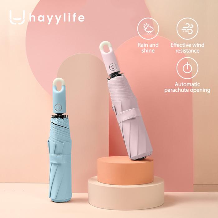 Ready Jt Hayylife Payung Otomatis Gagang Besi Anti Karat - Bahan Vinyl Perlindungan Uv Unisex