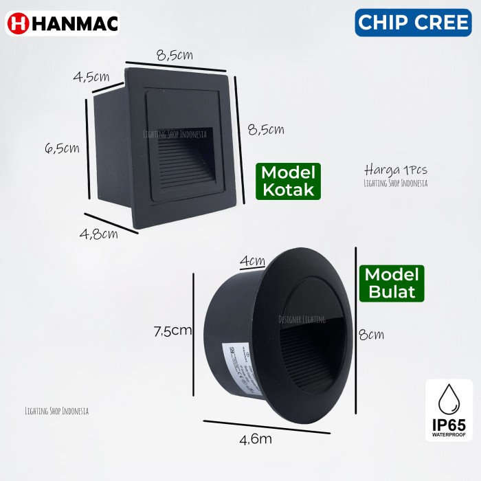 Lampu Tangga Dinding Tanam Led Waterproof 3Watt Kotak Lamp Step Light