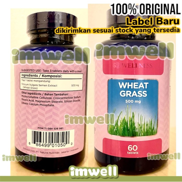 

REady!!! Wellness Wheat Grass 500mg WheatGrass 500 mg (60) Vitamin Antioksidan
