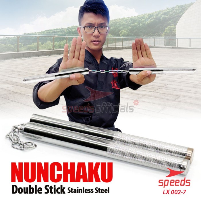 Double pentungan Tongkat bela diri Sambung Besi Tongkat speeds LX 001-2