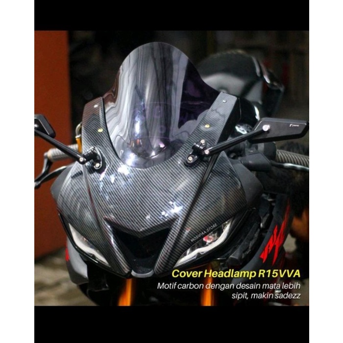 Cover Kedok Topeng Headlamp Sipit R6 Carbon Kevlar Yamaha R15 V3 Kode 425
