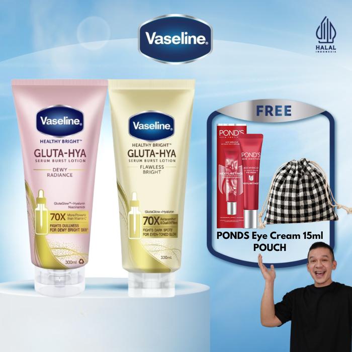 Produk Terbaru [Vaseline X Jordi Onsu] Vaseline Gluta Hya Flawless Bright & Dewy Radiance 330Ml Free