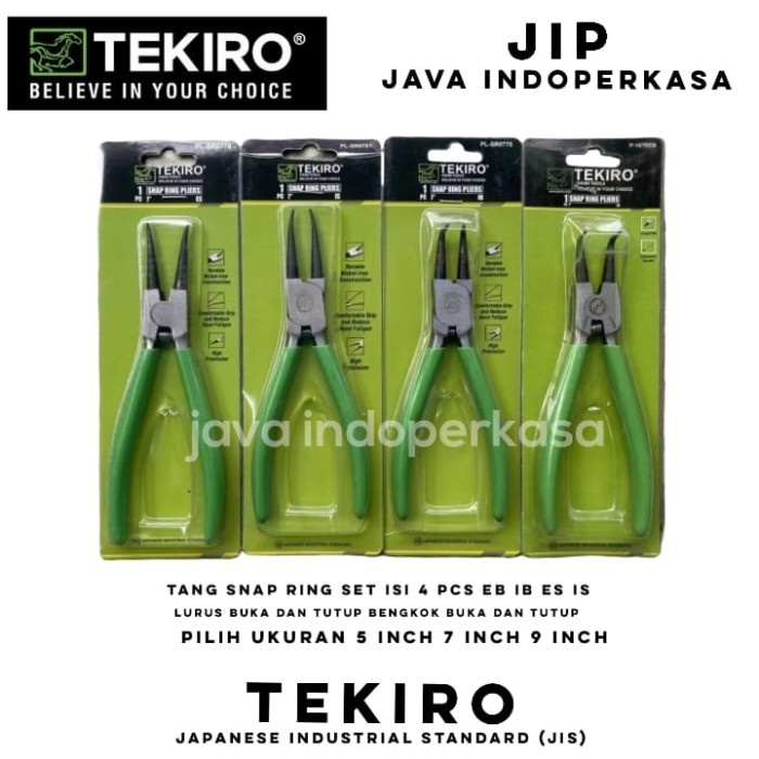 Tekiro Tang Snap Ring Set Isi 4 Pcs Eb Ib Es Is Ukuran 5 7 9 Inch Tang Spi Lurus Buka Dan Tutup