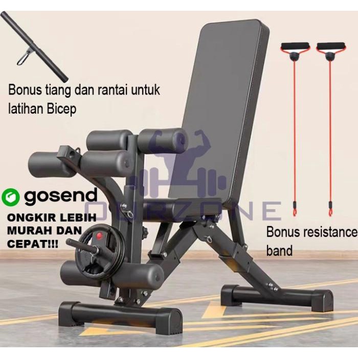 jen Ourzone Adjustable Kursi Fitness Bangku Sit Up Multifungsi Gym Bench