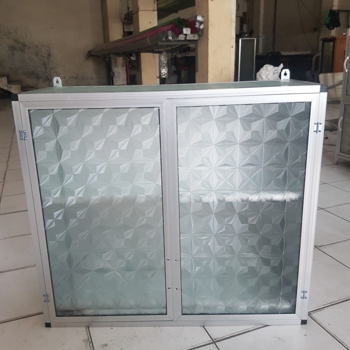 HEMAT rak gantung lemari dapur kitchen set atas aluminium kaca 2 pintu