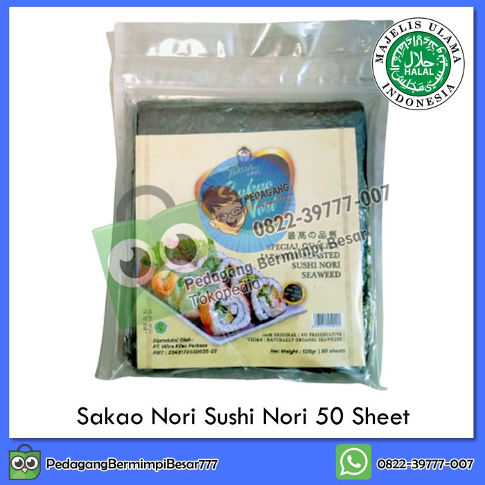 

SALE !!! SAKAO NORI 50 SHEET SUSHI NORI 50 SHEET HALAL MUI READYY
