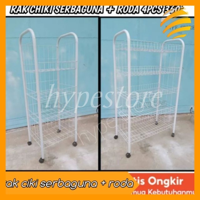 DISKON RAK CHIKI JUMBO EKONOMI + RODA 4PCS 360/RAK KERANJANG JAJAN/RAK SNACK/RAK MINI MARKET/RAK