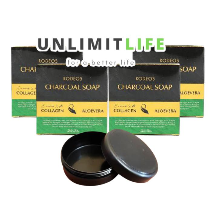 Rodeos Men Paket 4 Charcoal Soap + Soap Case