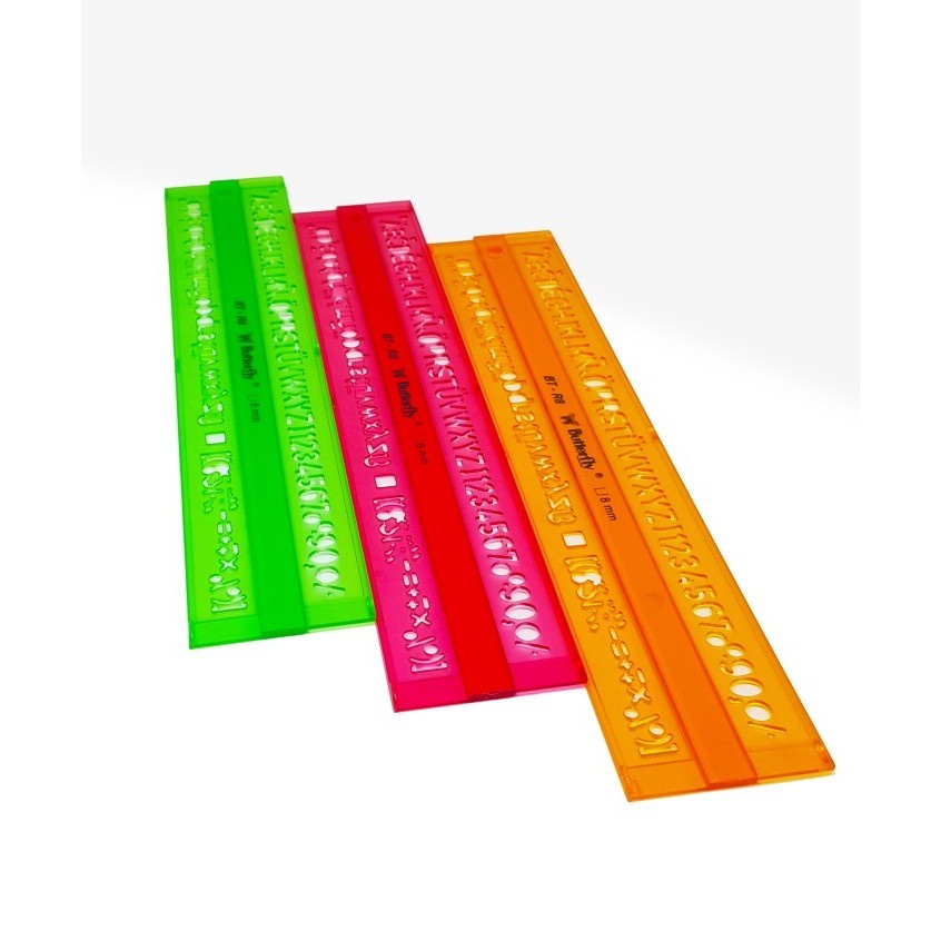 

iK! Mal Huruf 3 mm BT-R3 / 5 mm BT-R5 / 6 mm BT-R6 / 8 mm BT-R8 - Penggaris Sablon Butterfly