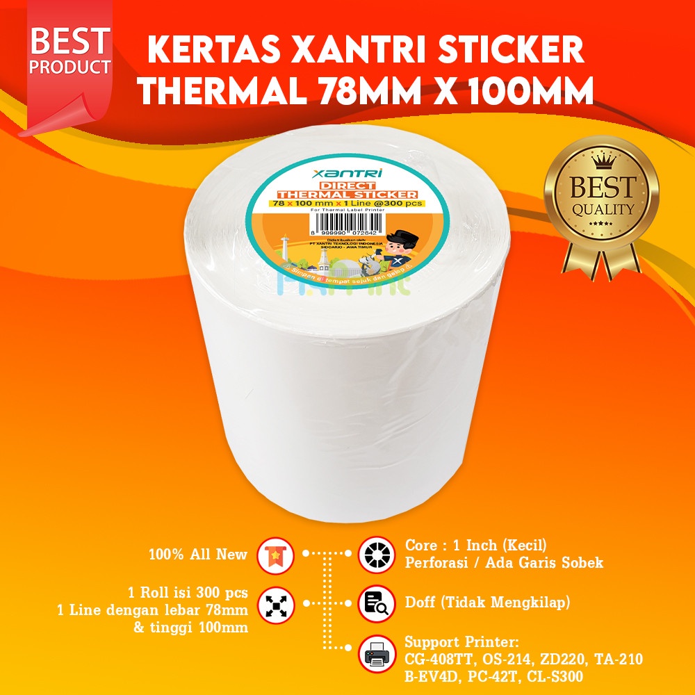 

IK! Kertas Resi Sticker Thermal Barcode 78x100 100x100 100x150 Roll 500