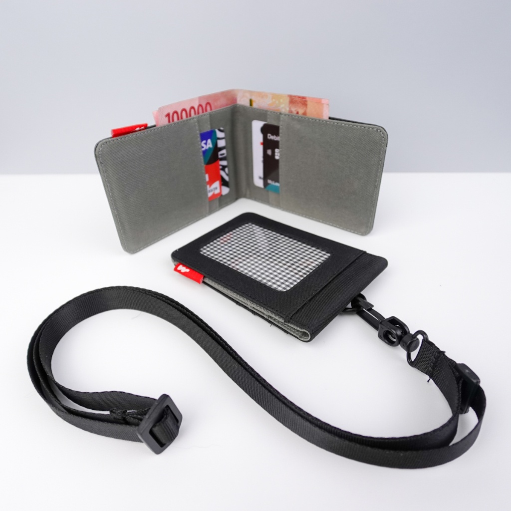 

iK! ID Card Holder Kain Nametag Gantung Dompet Cashless Kartu Tempat ATM dan Uang Kalung Wanita Pria