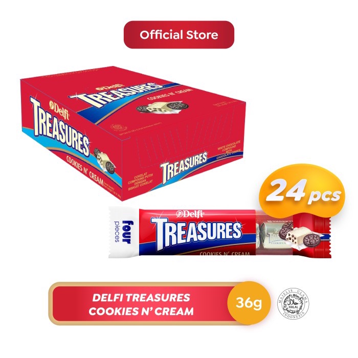 

Terlaris Delfi Treasures Cookies Cream 36 G ( 24 Pcs / Box ) Ready