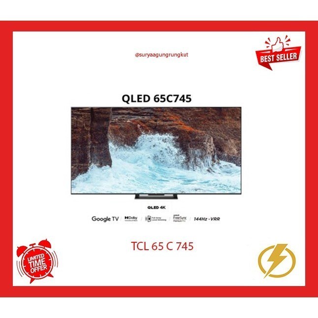 DIGITAL QLED TV TCL 65 INCH GOOGLE TV - 65 C 745