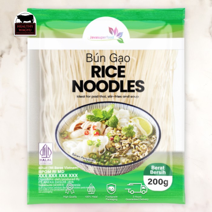 

Ready Pho Rice Noodle Bun Gao Mie Beras Halal 200G