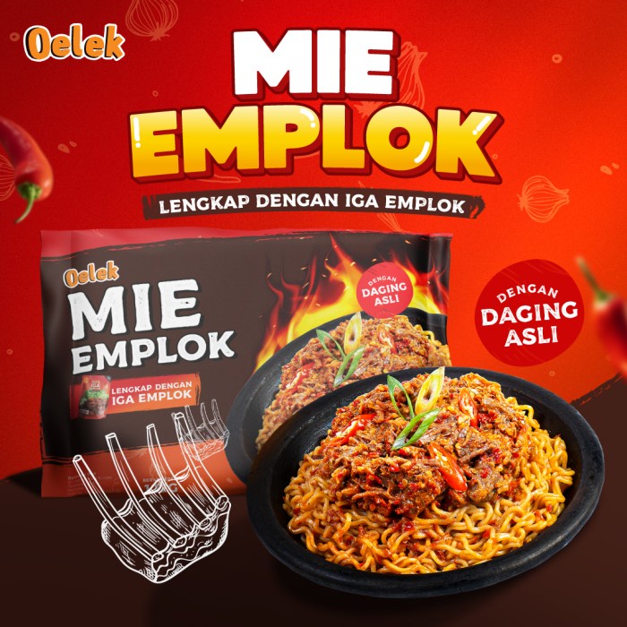 

Ready Oelek Mie Emplok Goreng Lauk Iga / Pedas Spicy Instan