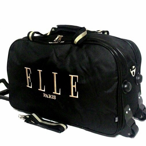 TAS PAKAIAN TROLLY ELLE / TAS TRAVEL BAG TROLLY ELLE HITAM ORIGINAL QUALITY