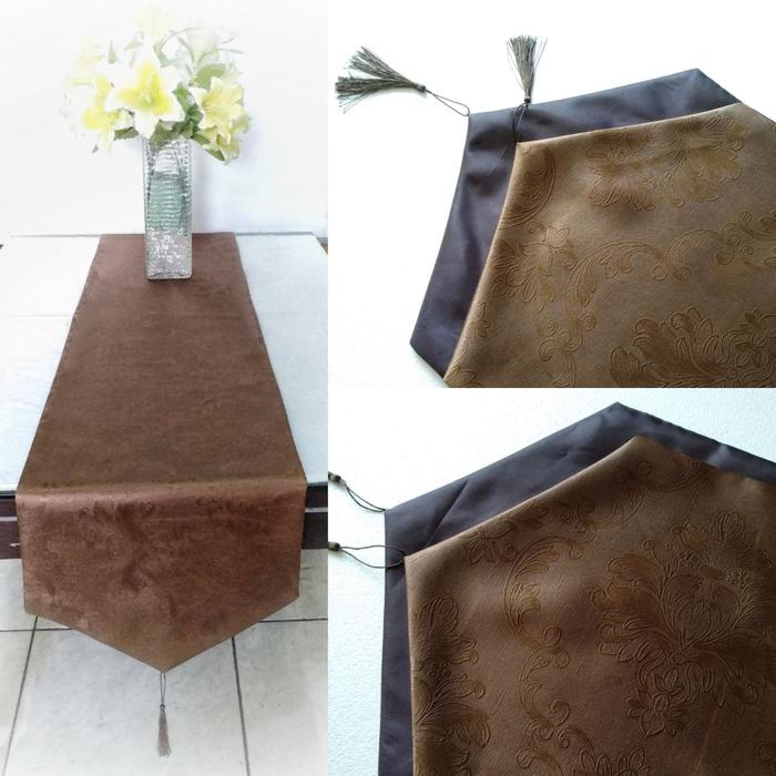 JTTOP" TAPLAK MEJA MAKAN 6 KURSI / 8 KURSI / TABLE RUNNER BAHAN KAIN POLOS EMBOSS / TAPLAK MEJA