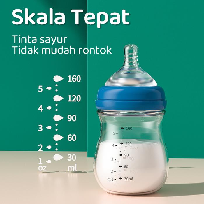 Mintutu Botol Susu Bayi Baru Lahir Bahan Kaca/Ppsu Mulut Lebar Cocok Untuk Bayi Baru Lahir 0-6 Bulan