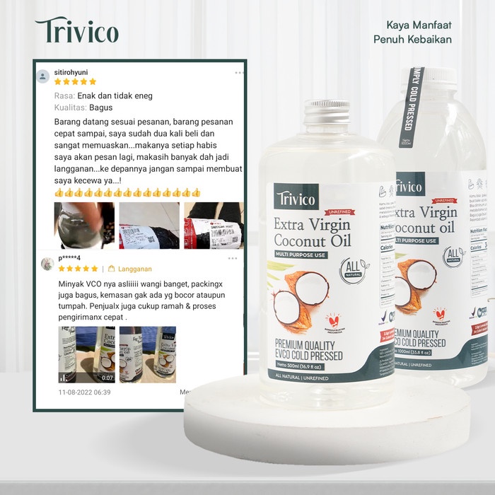 

HJK TRIVICO VCO Virgin Coconut OIL 1 LITER MINYAK KELAPA MURNI COCONUT OIL