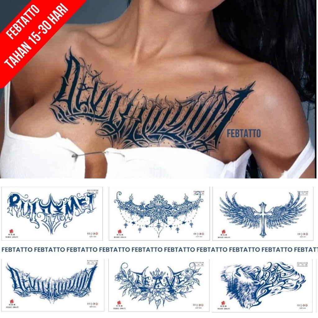 FRUIT INK Tato Semi Pemanent Dada Tahan 1 Bulan Ukuran 28x15cm Tato Lengan Tato Dada Tato tangan