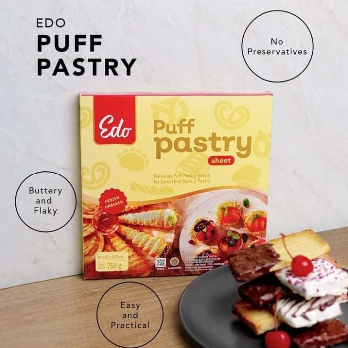 

EDO PUFF PASTRY SHEET FROZEN KULIT ZUPPA SOUP SUP CROISSANT 750 GRAM