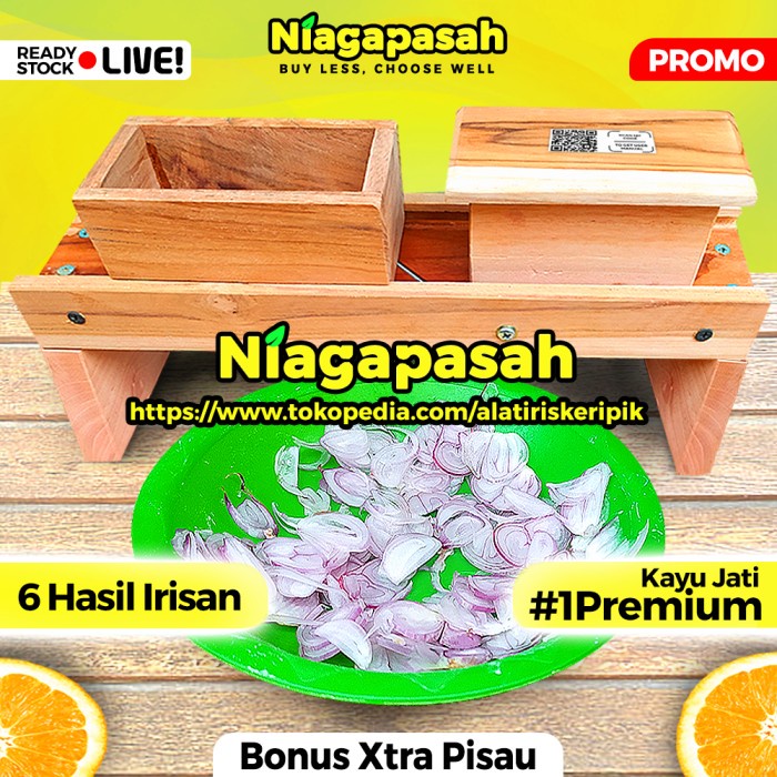 Pengiris Bawang & Keripik Ukuran Ekstra Besar - Kayu Jati